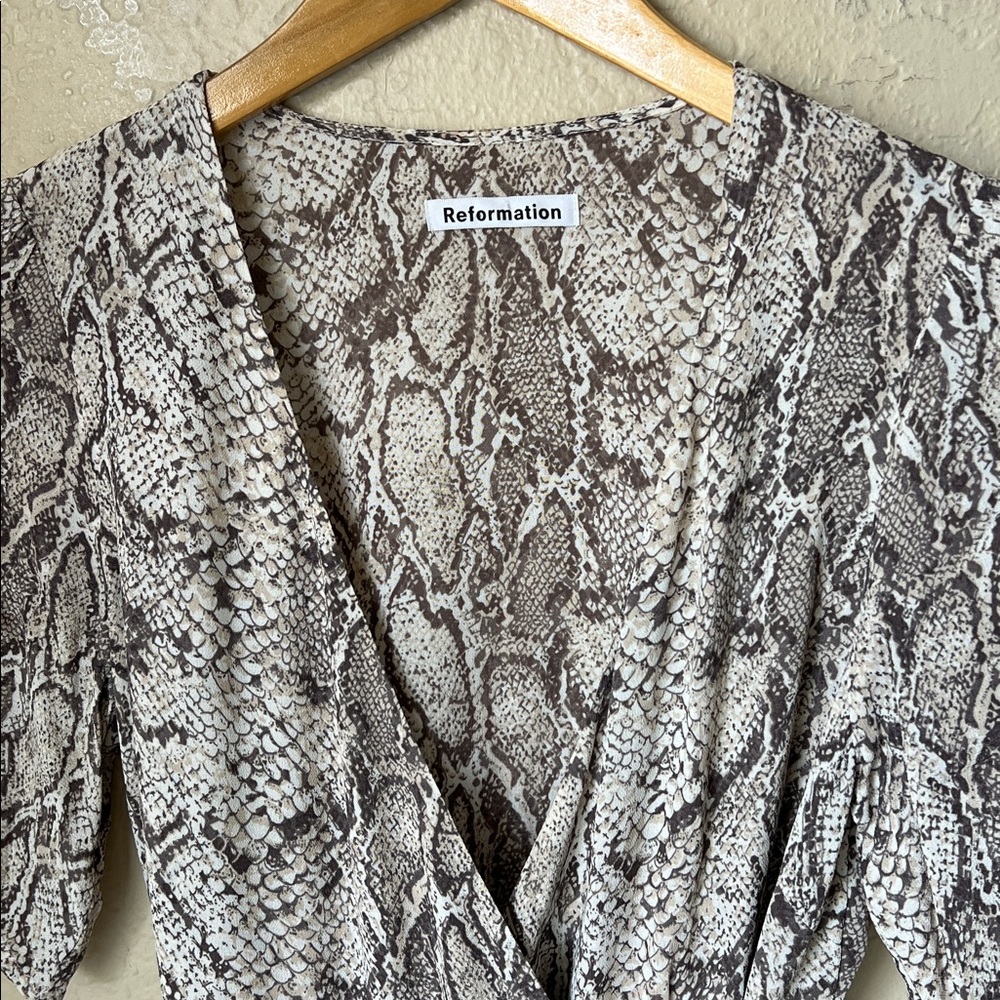 Reformation Monica Python Snake Mini Wrap Dress - image 5